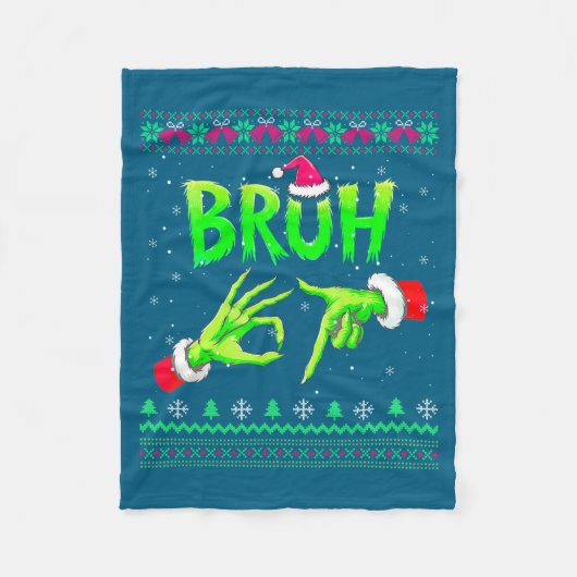 Bruh 67 Christmas Ugly Sweater Six Seven Meme 6 7  フリースブランケット (正面)