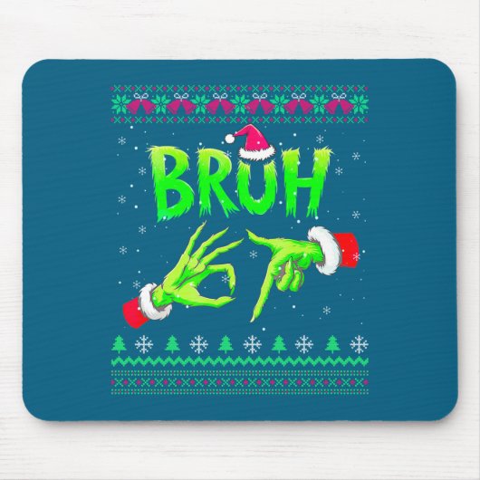 Bruh 67 Christmas Ugly Sweater Six Seven Meme 6 7  マウスパッド (正面)