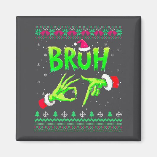 Bruh 67 Christmas Ugly Sweater Six Seven Meme 6 7  マグネット (正面)