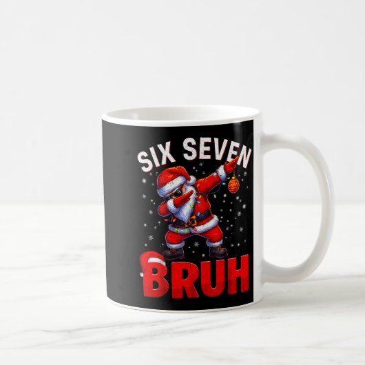 Bruh 67 Dabbing Santa Funny Meme Six Seven Christm コーヒーマグカップ (右)
