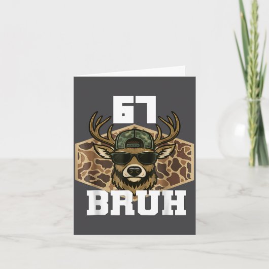 Bruh 67 Deer Funny Deer Hunting Camo Hat Youth Tee カード (正面)