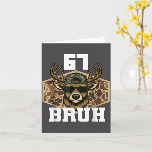 Bruh 67 Deer Funny Deer Hunting Camo Hat Youth Tee カード (黄色い花)