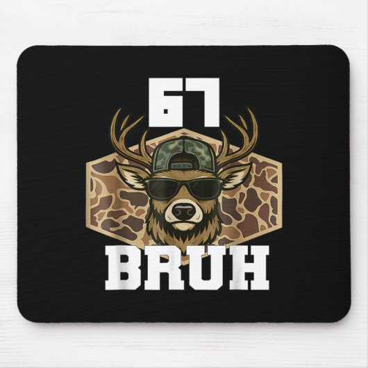 Bruh 67 Deer Funny Deer Hunting Camo Hat Youth Tee マウスパッド (正面)