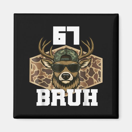 Bruh 67 Deer Funny Deer Hunting Camo Hat Youth Tee マグネット (正面)