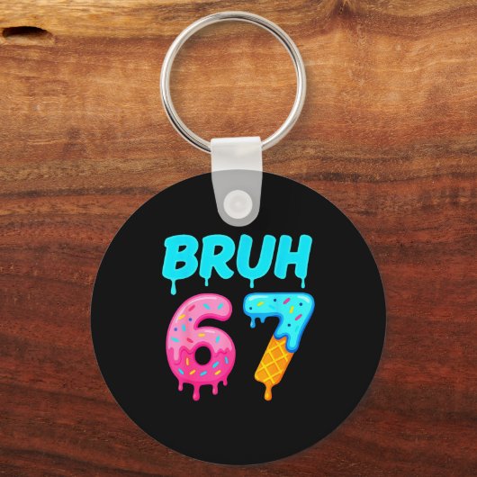Bruh 67 Drippy Ice Cream Donut Funny Essential  キーホルダー (正面)