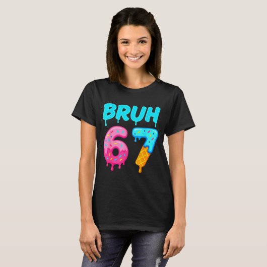 Bruh 67 Drippy Ice Cream Donut Funny Essential  Tシャツ (正面フル)