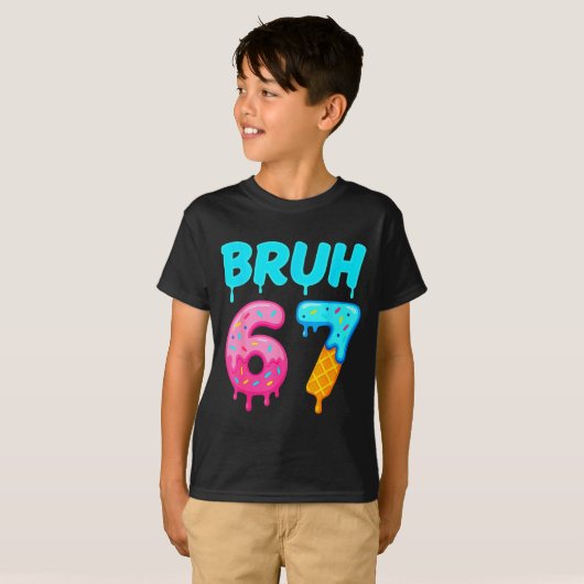Bruh 67 Drippy Ice Cream Donut Funny Essential  Tシャツ (正面フル)