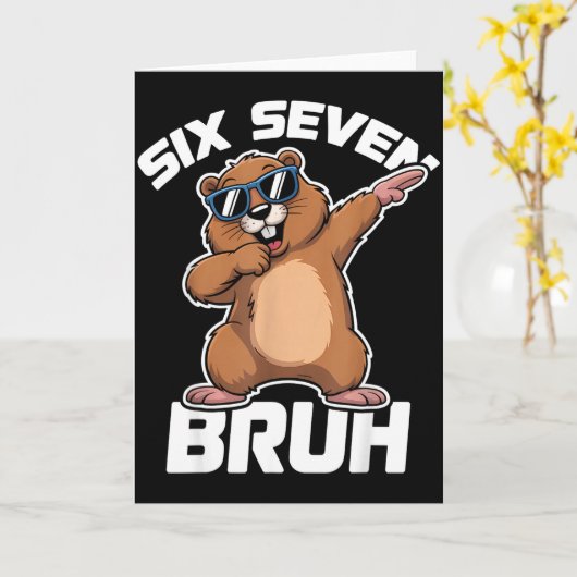 Bruh 67 Funny Groundhog 6-7 Meme Pyjamas Boys Girl カード (黄色い花)