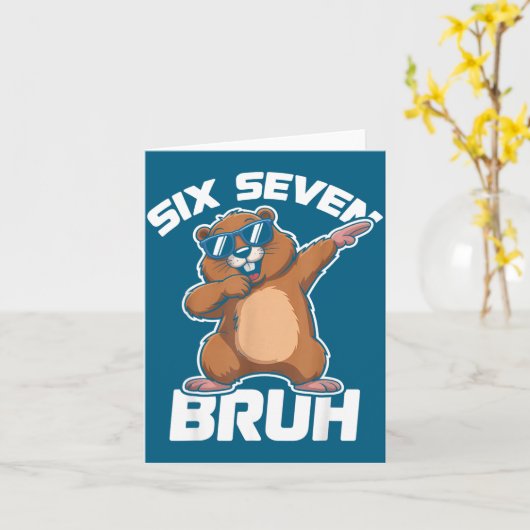 Bruh 67 Funny Groundhog 6-7 Meme Pyjamas Boys Girl カード (黄色い花)