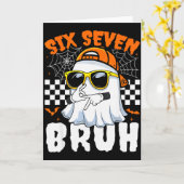 Bruh 67 Halloween Funny Six Seven Meme Brainrot Gh カード (黄色い花)