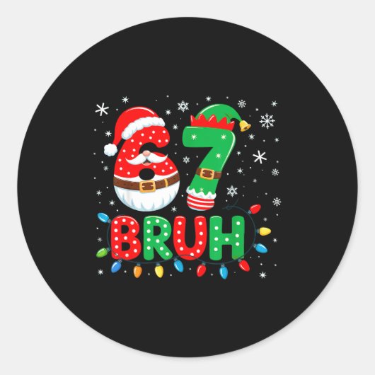 Bruh 67 Six Seven 6 7 Meme Christmas  ラウンドシール (正面)