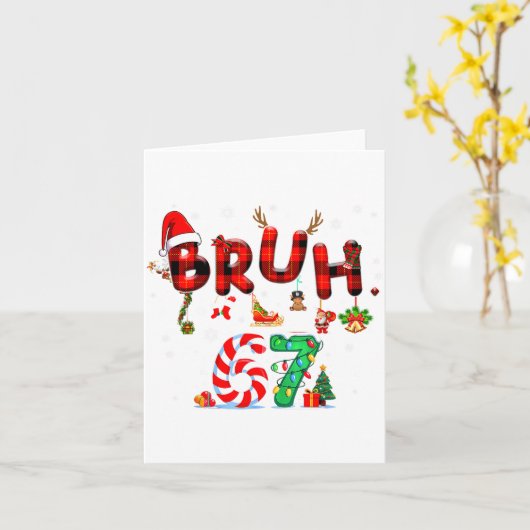 Bruh 67 Six Seven 6 7 Meme Christmas Candy Cane Li カード (黄色い花)