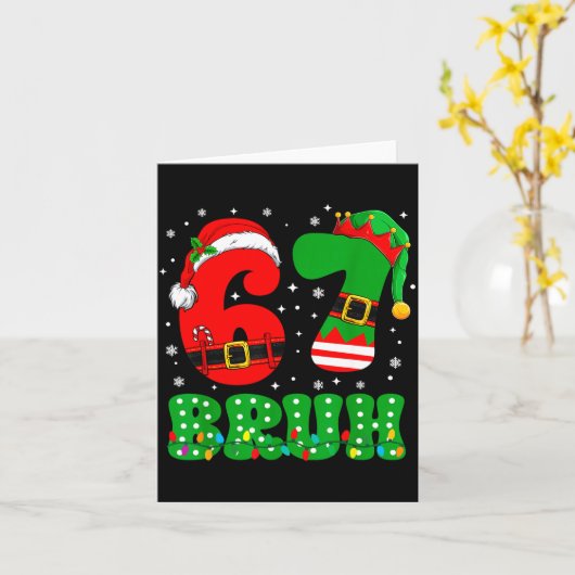 Bruh 67 Six Seven 6 7 Meme Christmas Funny Boy Gir カード (黄色い花)