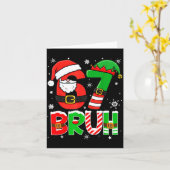 Bruh 67 Six Seven 6 7 Meme Christmas Funny Boy Gir カード (黄色い花)