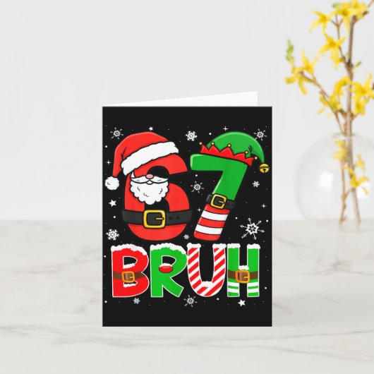 Bruh 67 Six Seven 6 7 Meme Christmas Funny Boy Gir カード (黄色い花)