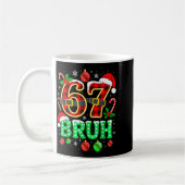 Bruh 67 Six Seven 6 7 Meme Christmas Funny Boy Gir コーヒーマグカップ (左)