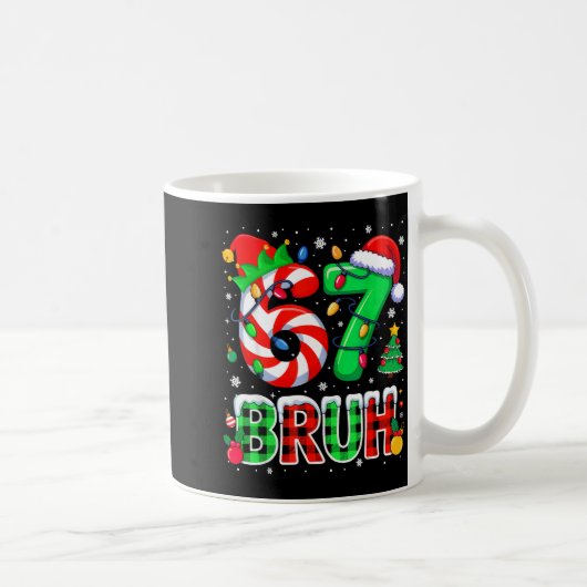 Bruh 67 Six Seven 6 7 Meme Christmas Funny Xmas Bo コーヒーマグカップ (右)