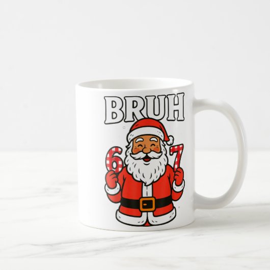 Bruh 67 Six Seven 6 7 Meme Christmas Santa Pajamas コーヒーマグカップ (右)