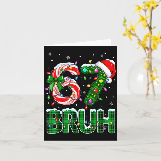 Bruh 67 Six Seven 6 7 Meme Christmas Tree Candy Ca カード (黄色い花)