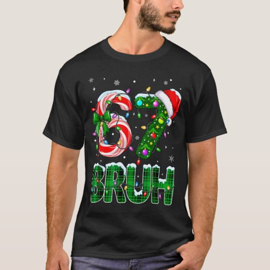 Bruh 67 Six Seven 6 7 Meme Christmas Tree Candy Ca Tシャツ (正面)