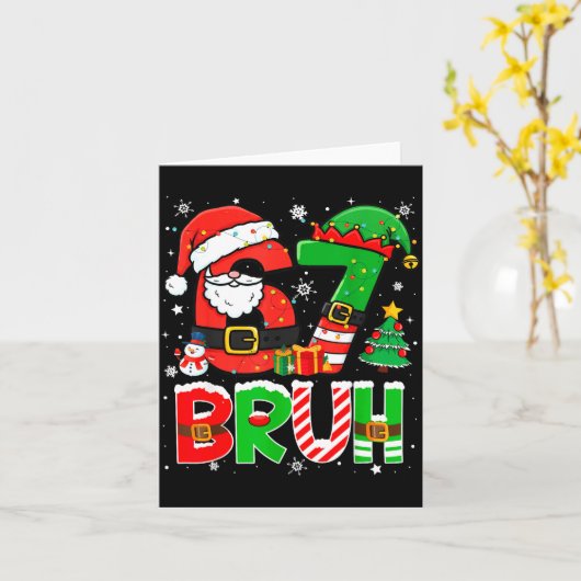 Bruh 67 Six Seven 6 7 Meme Funny Christmas Boys Gi カード (黄色い花)