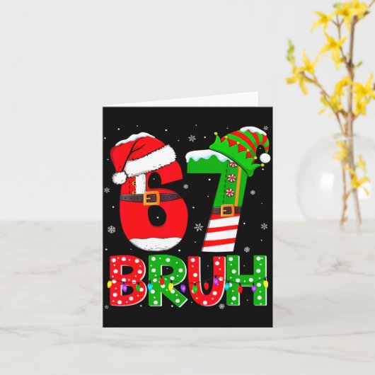 Bruh 67 Six Seven 6 7 Meme Funny Christmas Shirts  カード (黄色い花)