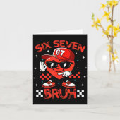 Bruh 67 Six Seven Meme Dab Heart Boys Kids Valenti カード (黄色い花)