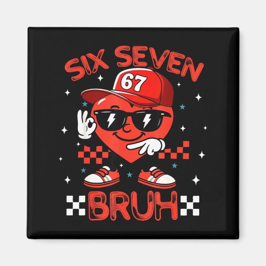 Bruh 67 Six Seven Meme Dab Heart Boys Kids Valenti マグネット (正面)