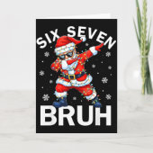 Bruh 67 Six Seven Santa Dabbing Christmas Meme Boy カード (正面)