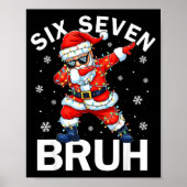 Bruh 67 Six Seven Santa Dabbing Christmas Meme Boy ポスター (正面)