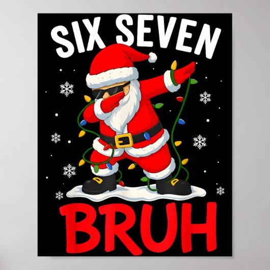 Bruh 67 Six Seven Santa Dabbing Christmas Meme Boy ポスター (正面)