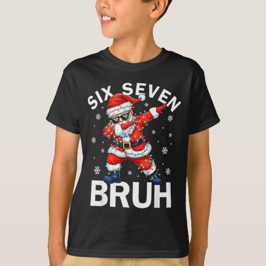 Bruh 67 Six Seven Santa Dabbing Christmas Meme Boy Tシャツ (正面)