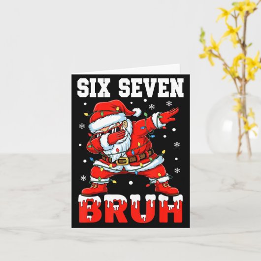 Bruh 67 Six Seven Santa Dabbing Christmas Men Boys カード (黄色い花)