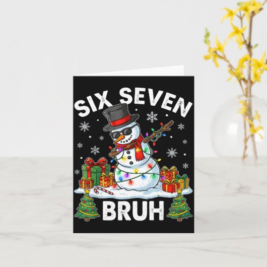 Bruh 67 Six Seven Snowman Dabbing Christmas 6 7 Bo カード (黄色い花)