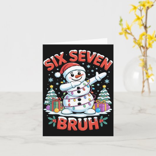 Bruh 67 Six Seven Snowman Dabbing Christmas Shirts カード (黄色い花)