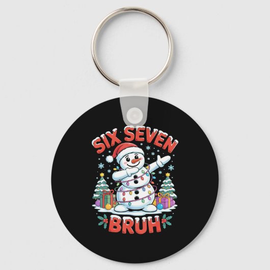 Bruh 67 Six Seven Snowman Dabbing Christmas Shirts キーホルダー (正面)