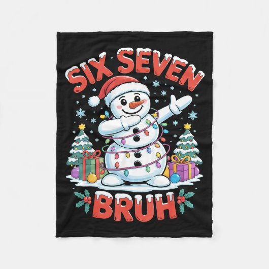 Bruh 67 Six Seven Snowman Dabbing Christmas Shirts フリースブランケット (正面)