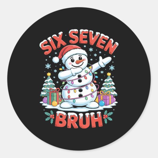 Bruh 67 Six Seven Snowman Dabbing Christmas Shirts ラウンドシール (正面)