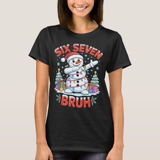 Bruh 67 Six Seven Snowman Dabbing Christmas Shirts Tシャツ (正面)