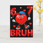 Bruh 67 Valentines Meme Six Seven Heart 6 7 Boys G カード (黄色い花)