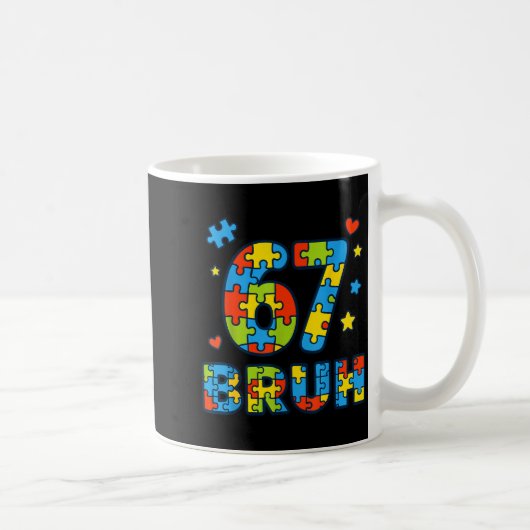 Bruh 6 7 Funny Six Seven Autism Awareness Kids Tea コーヒーマグカップ (右)