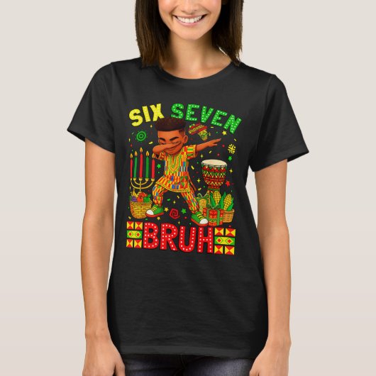 Bruh American Black History 67 Seven African Dabbi Tシャツ (正面)