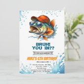 Bruh Bass Fishing Birthday Invitation 招待状 (スタンド正面)