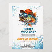 Bruh Bass Fishing Birthday Invitation 招待状 (正面/裏面)