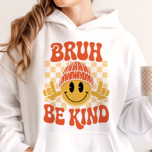 Bruh Be Kind Happy Face ビーニー オレンジ パーカ