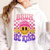 Bruh Be Kind Happy Face Beanie Pink Purple パーカ