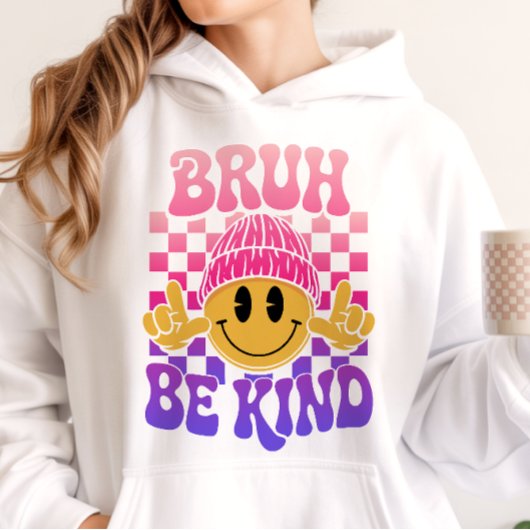 Bruh Be Kind Happy Face Beanie Pink Purple パーカ