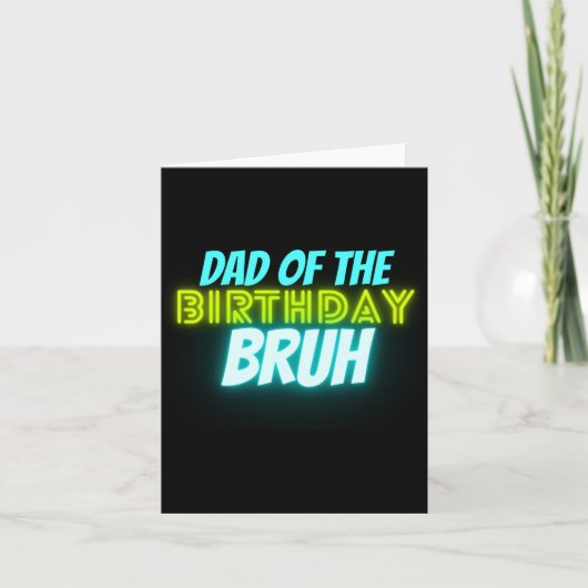 Bruh Birthday Parent Funny Neon Glow Blue Green  カード (正面)