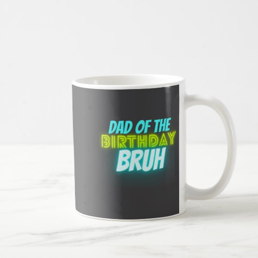 Bruh Birthday Parent Funny Neon Glow Blue Green  コーヒーマグカップ (右)