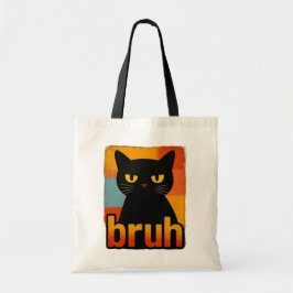 Bruh Black Cat Funny Retro Vintage Meme トートバッグ
